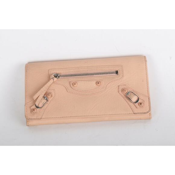 BALENCIAGA Beige Leather Bifold Wallet